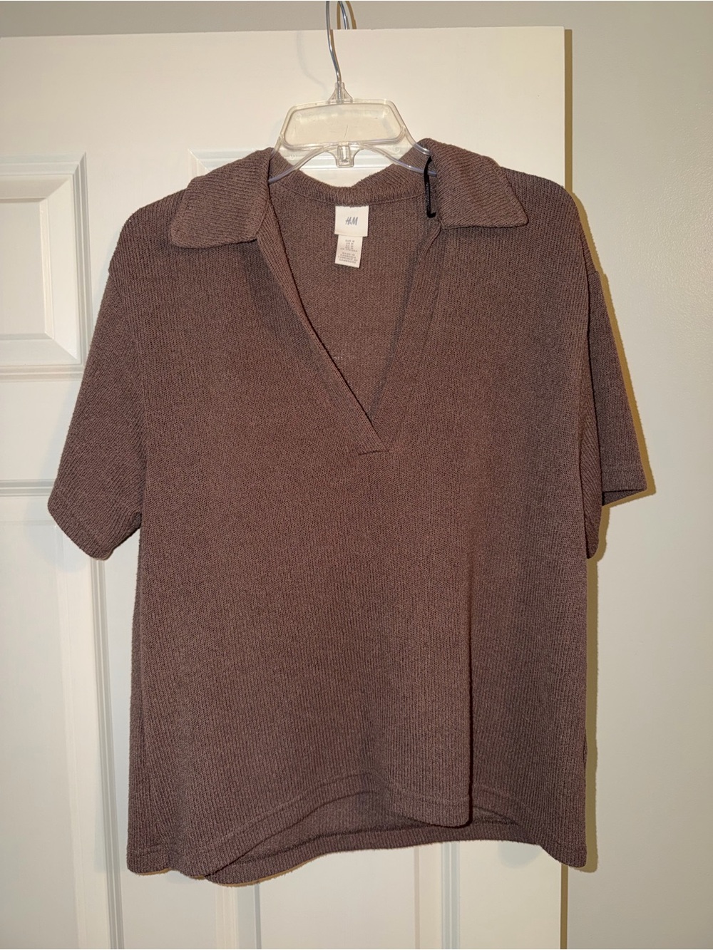 H&M Brown Short Sleeve Knit Polo Top